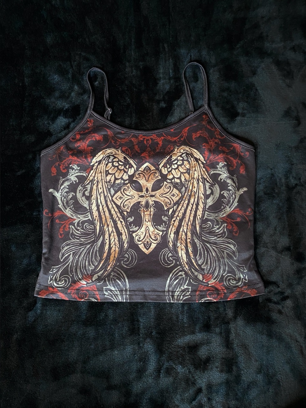 Y2K Goth Alt Wings + Cross Tank